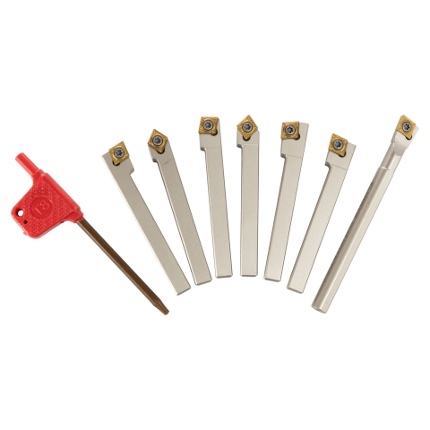 Turning & Boring Tools, 1/4" Indexable, 7 Piece Set