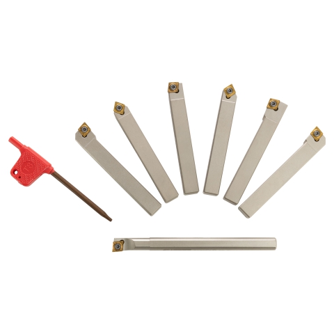 Turning & Boring Tools, 3/8" Indexable, 7 Piece Set