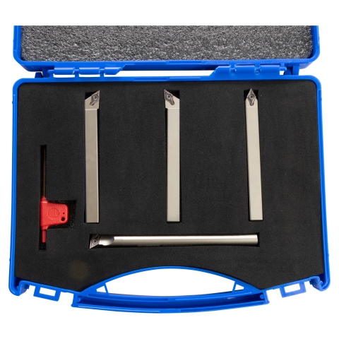 INDEXABLE TURNING TOOL SET OF 7PCS WITH INSERT 3/8 inch - in case